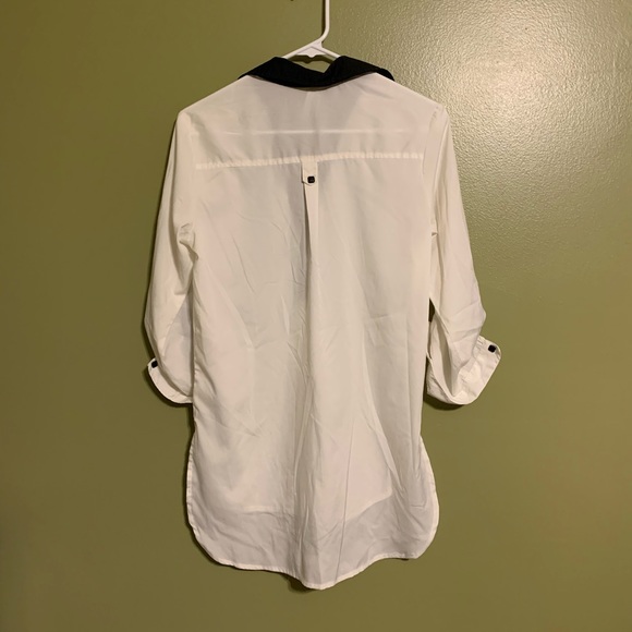 Black white collared tunic button down - Picture 6 of 7